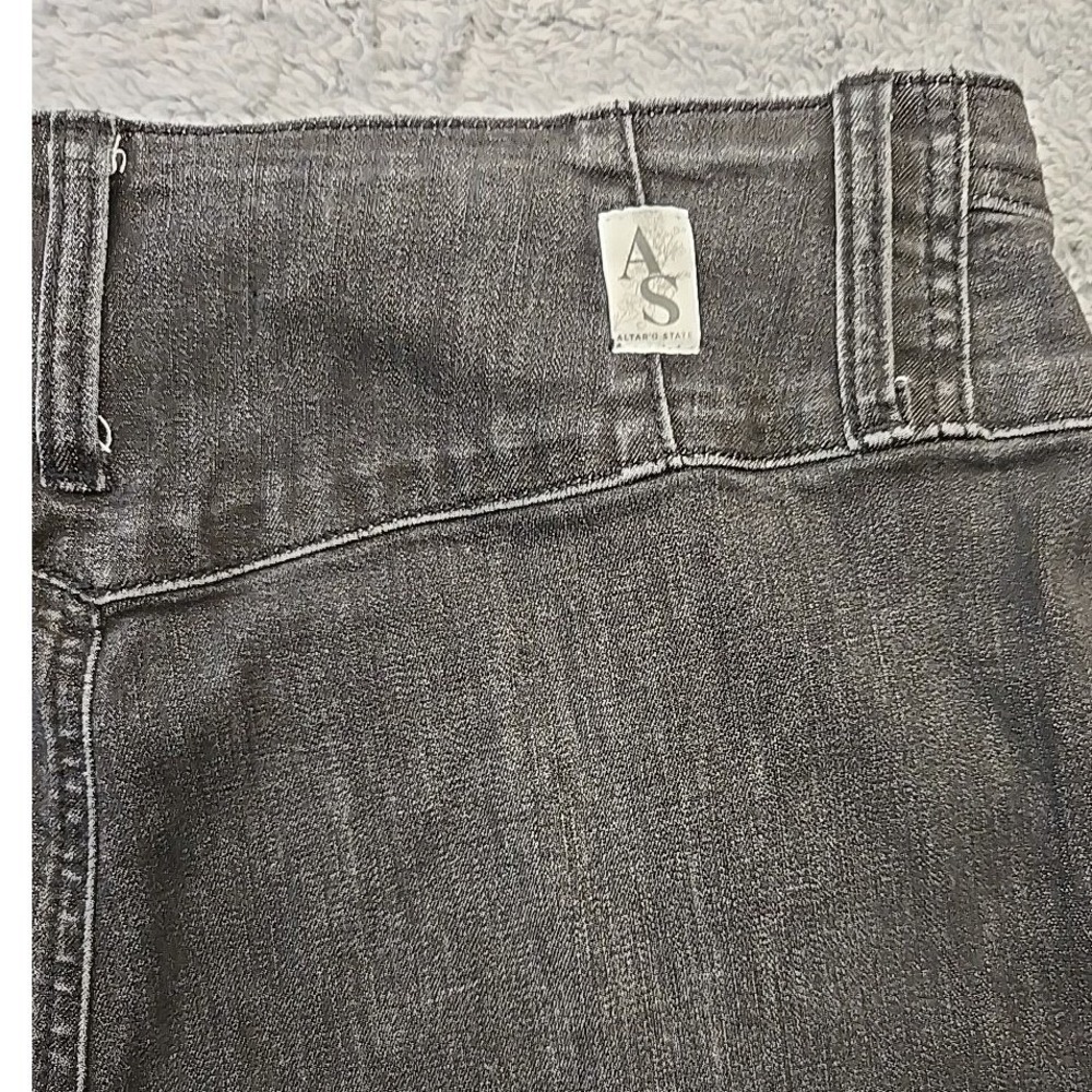 Altar'd State Nico Wide Leg Jeans 32 High Waist Pintuck Seam Acid Wash Black - Picture 11 of 11